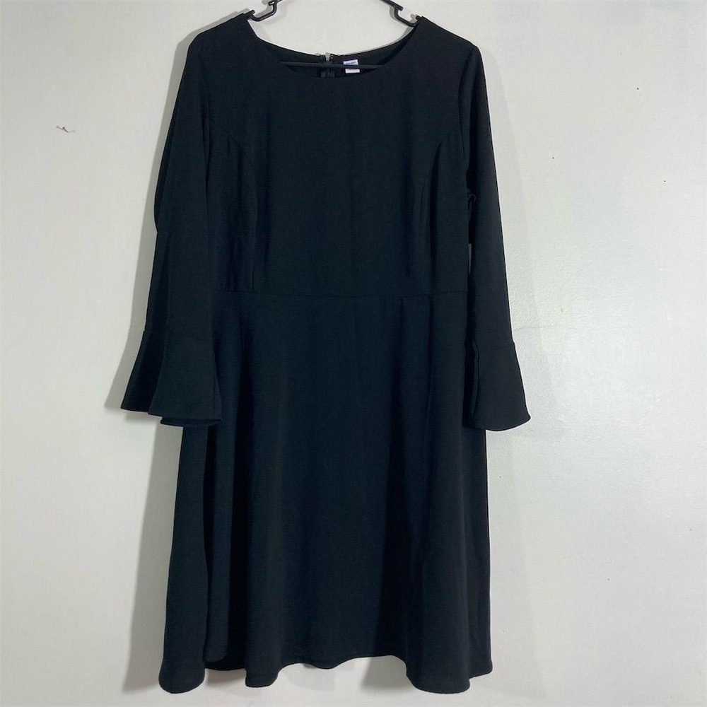 Old Navy Women's Black Bell Sleeve Fit & Flare Knee Length Dress L